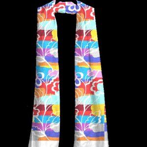 Ahimsa (Peace) Pure Silk Scarf - White Vine - NEW